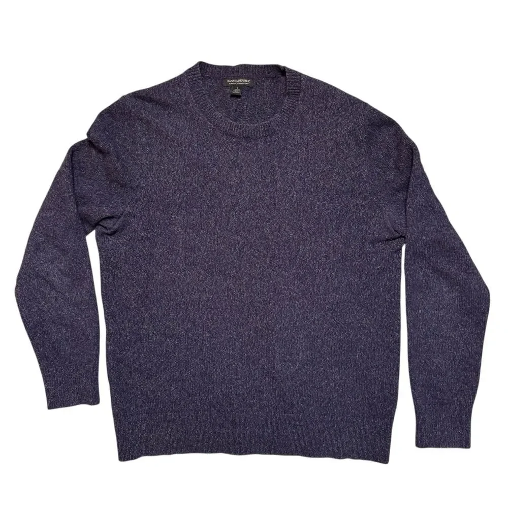 VINTAGE Banana Republic Italian Yarn Wool Blend Crewneck Eggplant Sweater Sz L